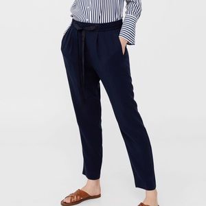 Soft cropped pants Mango Navy